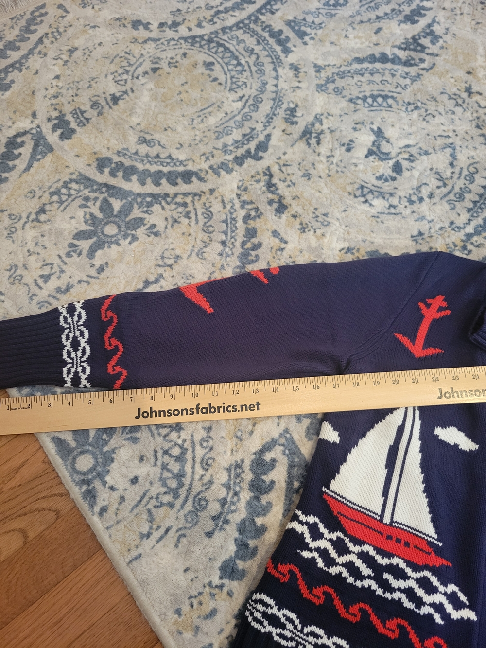 Marled Navy Blue Red White Nautical Cardigan Sweater NWT Medium - Picture 7 of 9
